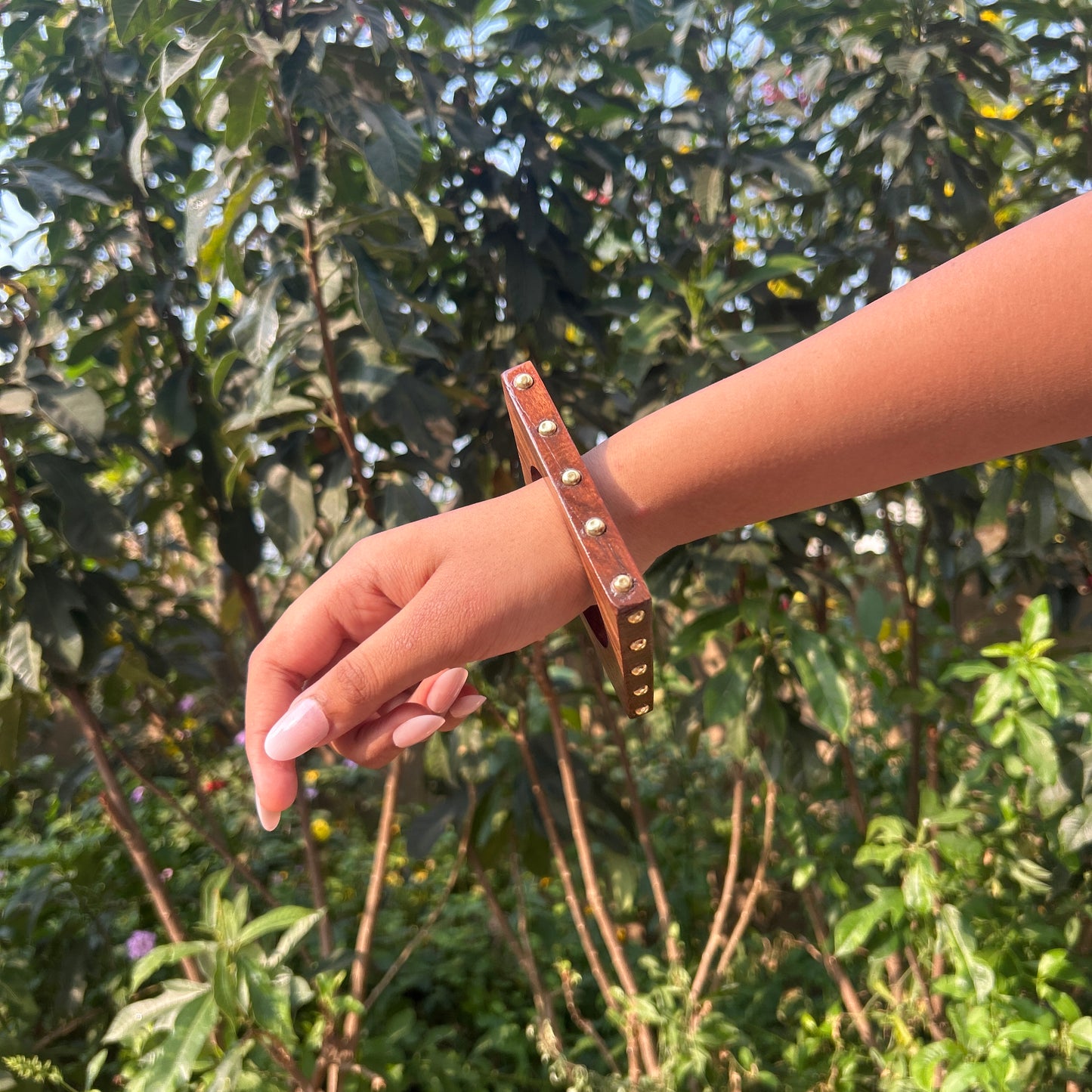 Square Studded Wooden Bangles